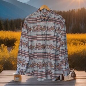 Eddie Bauer Shirt Men XL Aztec Western Rodeo Ranch Farm Long Sleeve Button‎ Down